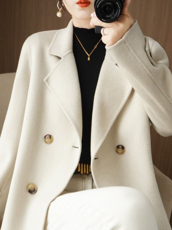 Wool Suit Jacket - 트렌디한 두꺼운 모직 코트 여성용 정장