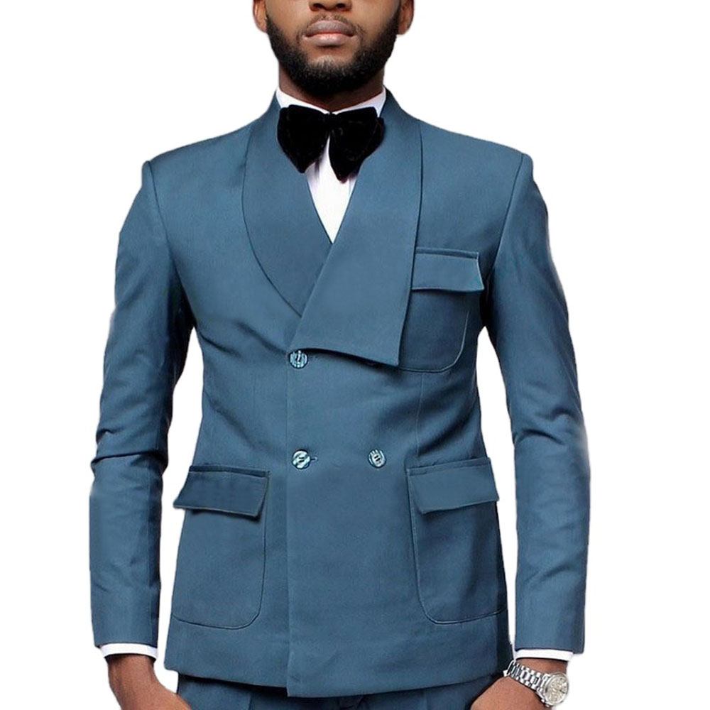 Men Formal Party Wear Dress - 최신 디자인 더블 브레스트 레이크 블루