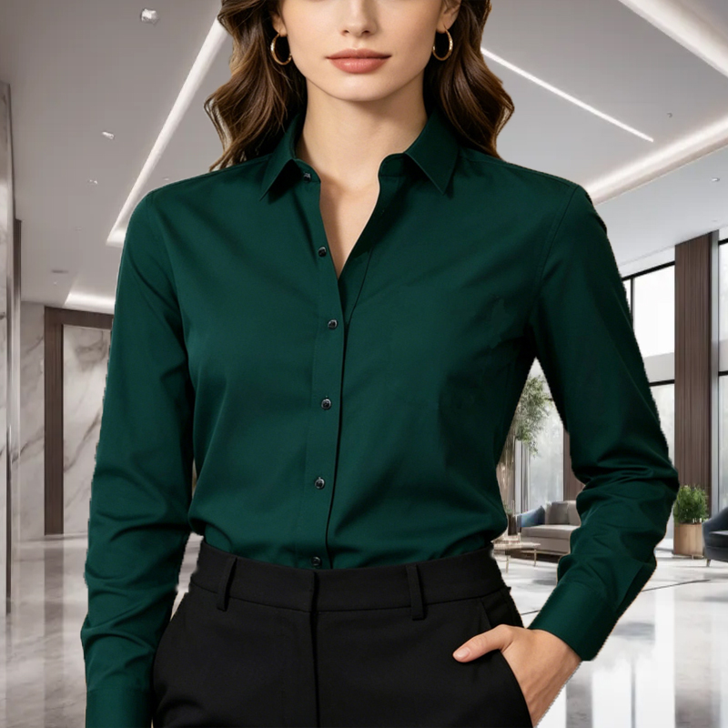 Men Formal Office Wear Shirts - 1PC 유니섹스 솔리드 컬러 긴팔 셔츠,