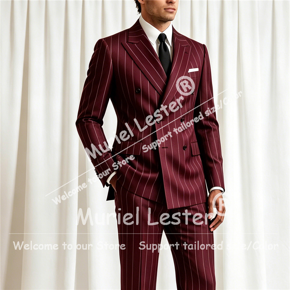 Men'S Style Formal Wear - 우아한 스트라이프 수트 남성 2피스 세트
