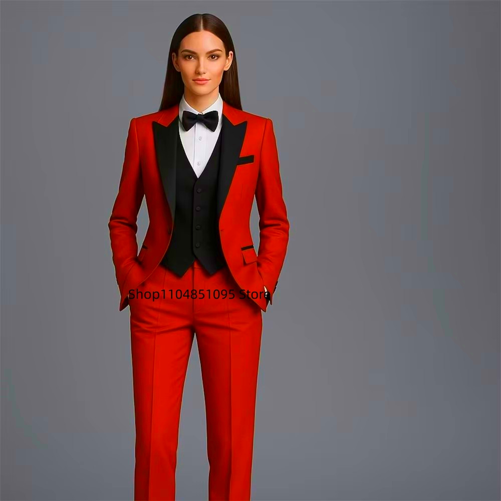 Wool Suit Jacket - 여성을위한 솔리드 패션 정장 3 조각
