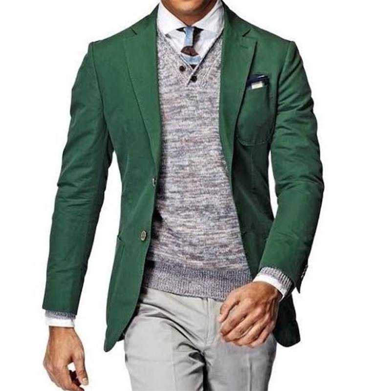 Wool Suit Jacket - 남성용 녹색 블레이저, 맞춤형 수트 재킷,