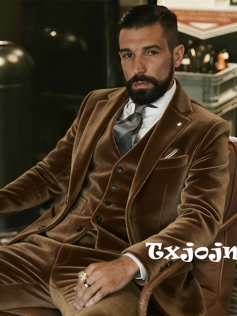 Men Formal Wear Outfits - 남성 벨벳 정장 3피스 댄스 파티복