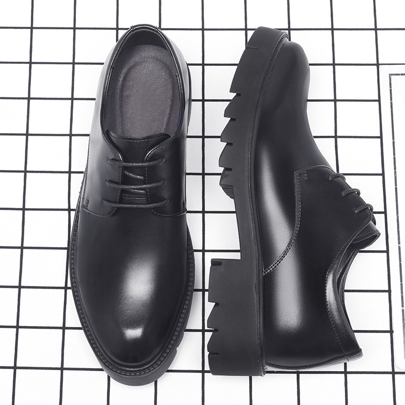 Men Formal Wear Dress - 남성용 블랙 가죽 레이스업 드레스 슈즈,