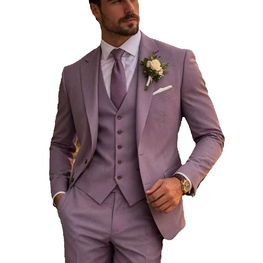 라벤더 3피스 남성 정장 라일락 슬림핏 싱글 브레스티드 - Men Formal Wear Outfits 리뷰 및 가격