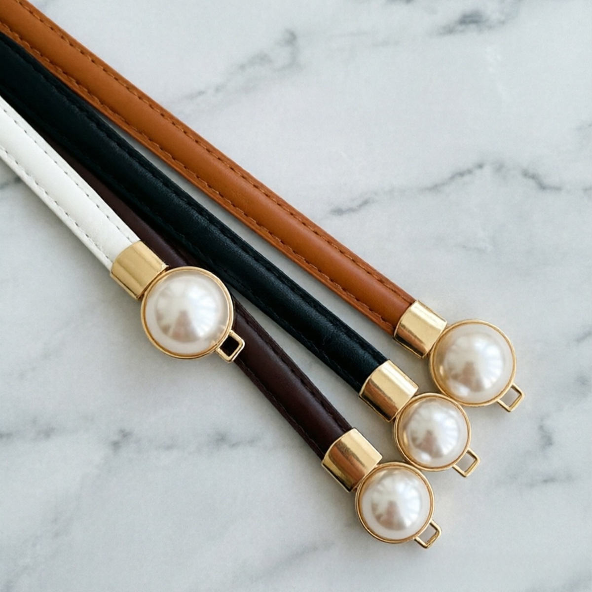 여성용 얇은 PU 가죽 허리 벨트 인조 진주 장식 조절 - Formal Belt Leather Thin 리뷰 및 가격