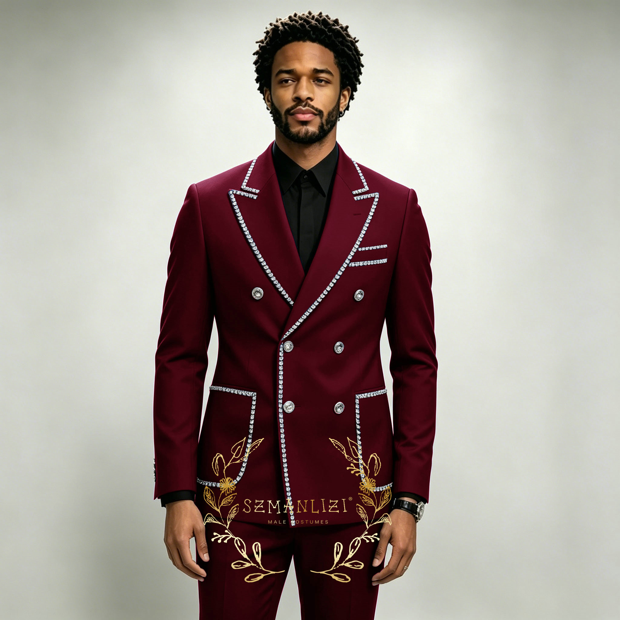 럭셔리 남성 정장 2피스 로얄 블루 크리스탈 피크드 라 - Men'S Formal Wear In Wedding 리뷰 및 가격