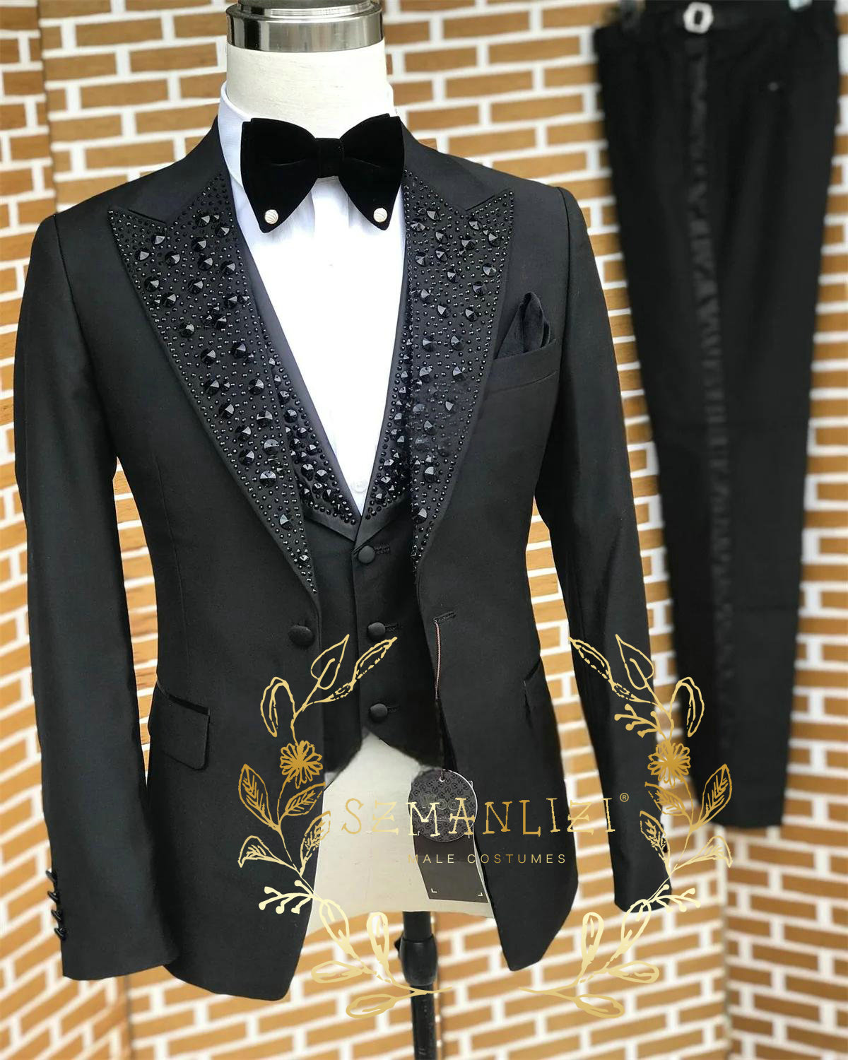 흑인 남성 정장 럭셔리 스톤 크리스탈 턱시도 맞춤형 신 - Men'S Formal Wear In Wedding 리뷰 및 가격
