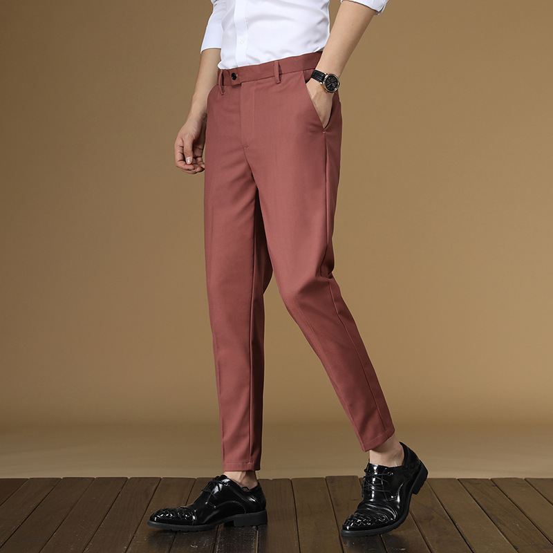남성용 여름 정장 바지, 레드 블랙 카키 플랫, 포멀  - Men Formal Wear Dress 리뷰 및 가격