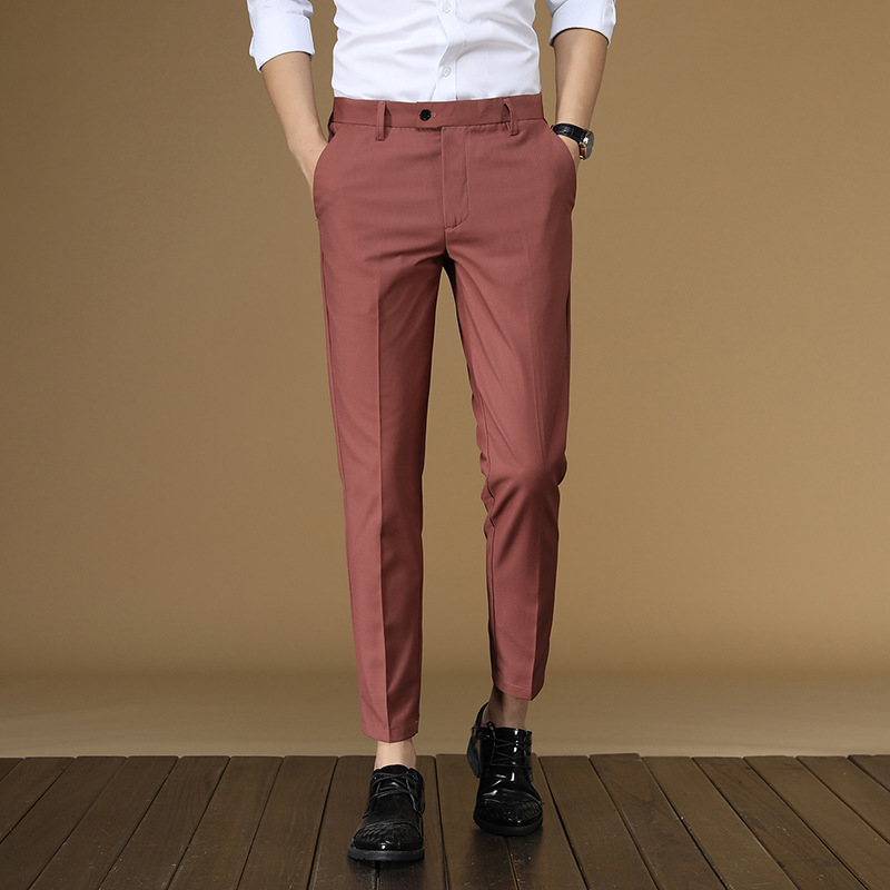 남성용 여름 정장 바지, 레드 블랙 카키 플랫, 포멀  - Men Formal Wear Dress 리뷰 및 가격
