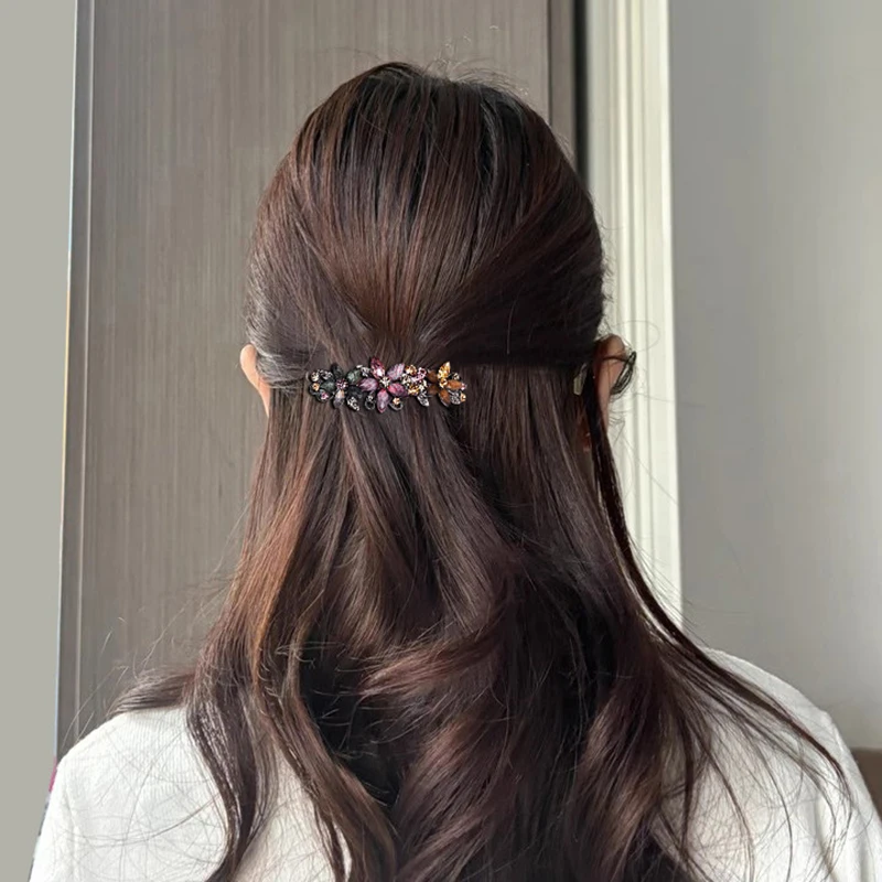 우아한 라인스톤 글레이즈 플라워 헤어 클립 스프링 클립 - Tie Bar Clip 리뷰 및 가격