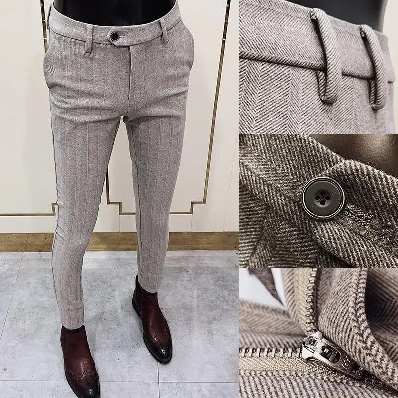 가을 겨울 두꺼운 모직 정장 바지 고품질 남성 비즈니스 - Men Formal Wear Dress 리뷰 및 가격