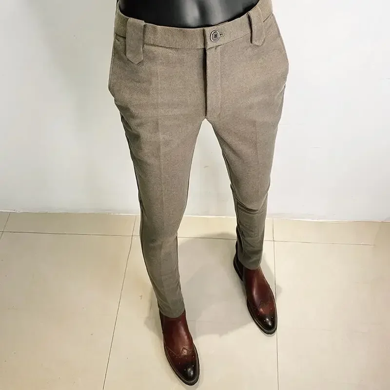 가을 겨울 두꺼운 모직 정장 바지 고품질 남성 비즈니스 - Men Formal Wear Dress 리뷰 및 가격