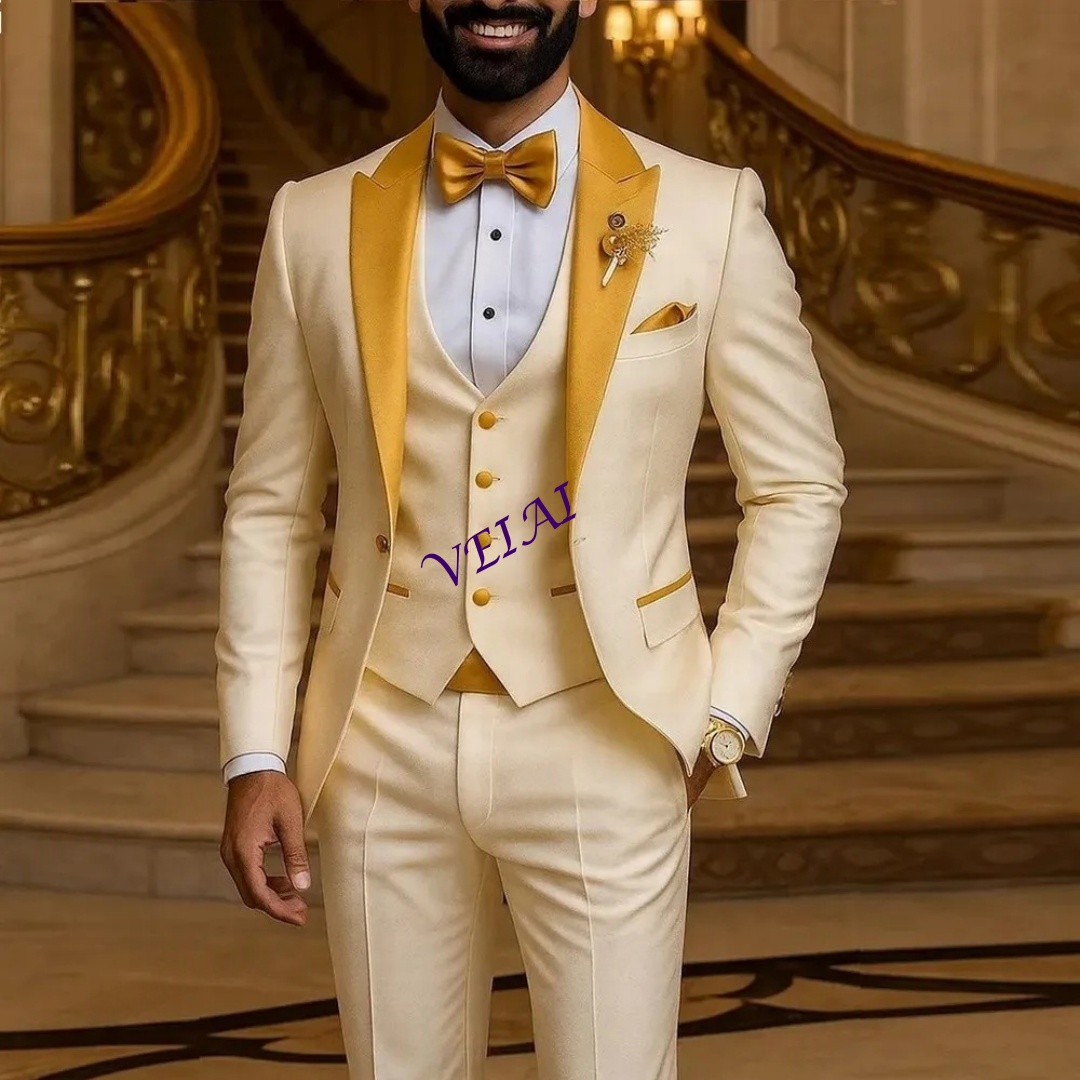 맞춤형 골드 칼라 아이보리 남성 정장 웨딩 파티 포멀  - Men'S Formal Attire 리뷰 및 가격