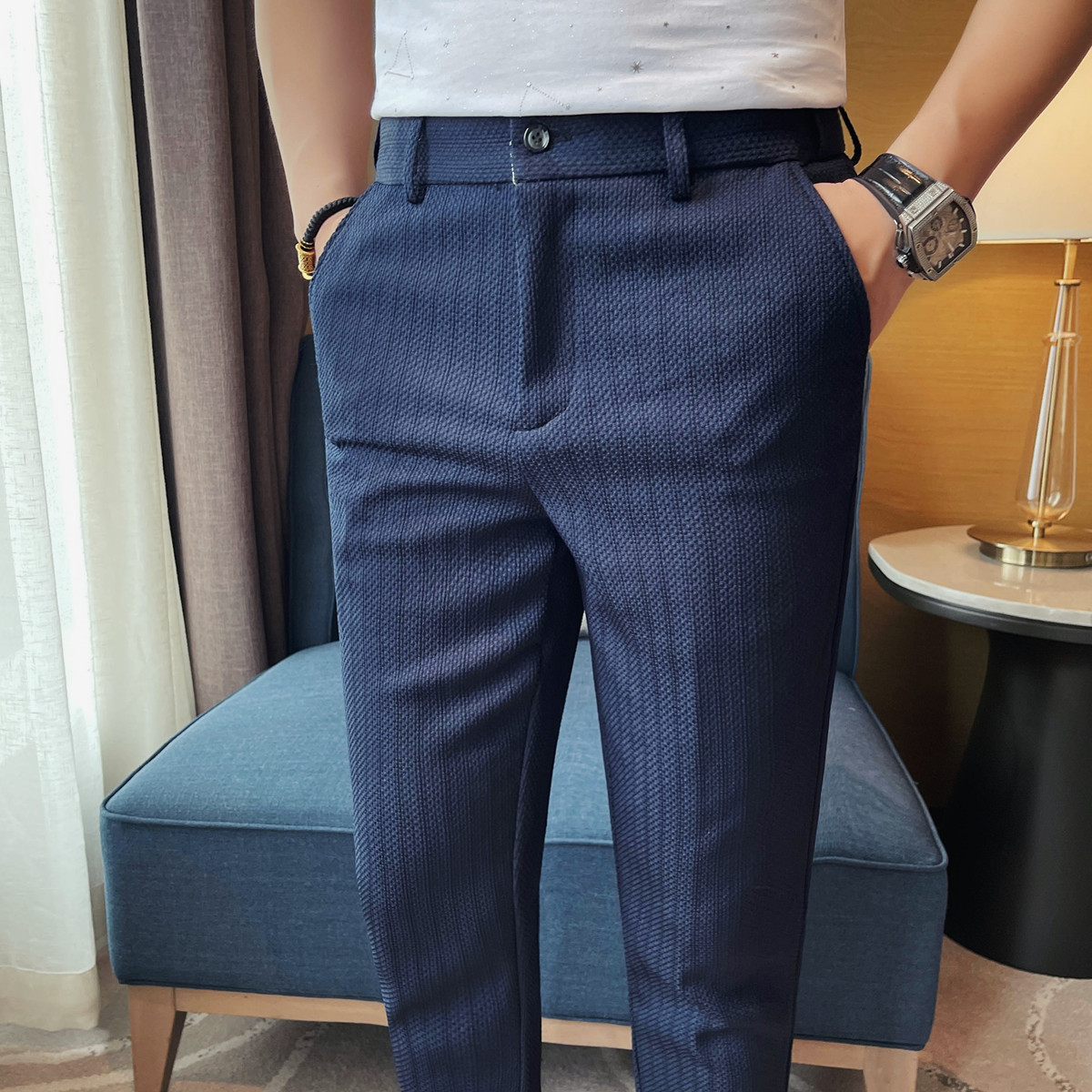 2025 봄 여름 신사복 얇은 줄무늬 캐주얼 바지 패션 - Men'S Formal Attire 리뷰 및 가격