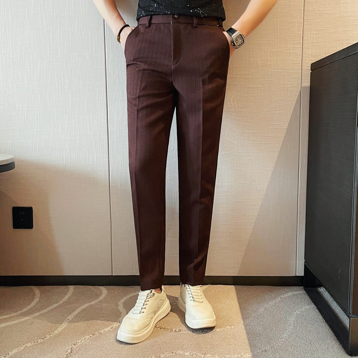 2025 봄 여름 신사복 얇은 줄무늬 캐주얼 바지 패션 - Men'S Formal Attire 리뷰 및 가격
