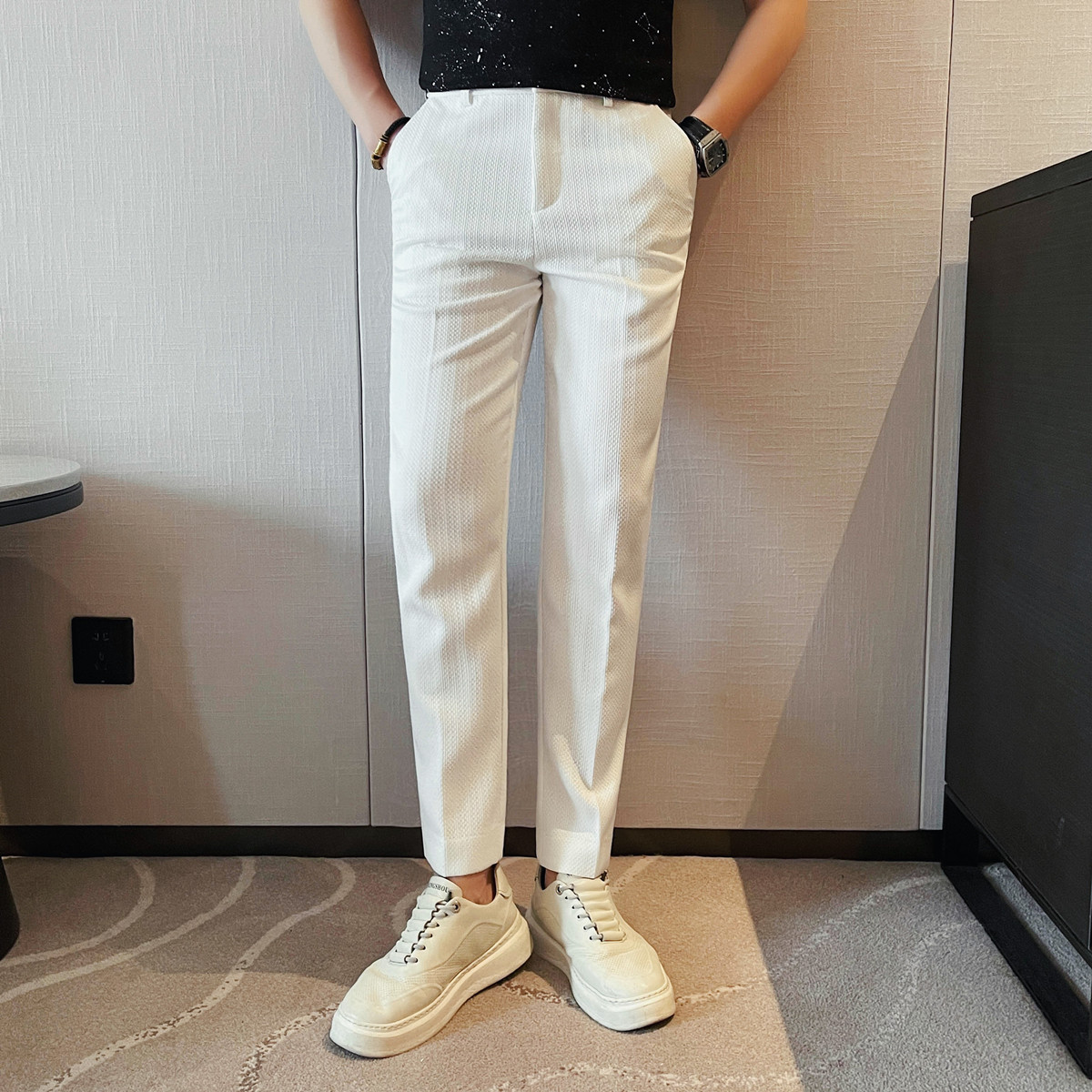 2025 봄 여름 신사복 얇은 줄무늬 캐주얼 바지 패션 - Men'S Formal Attire 리뷰 및 가격