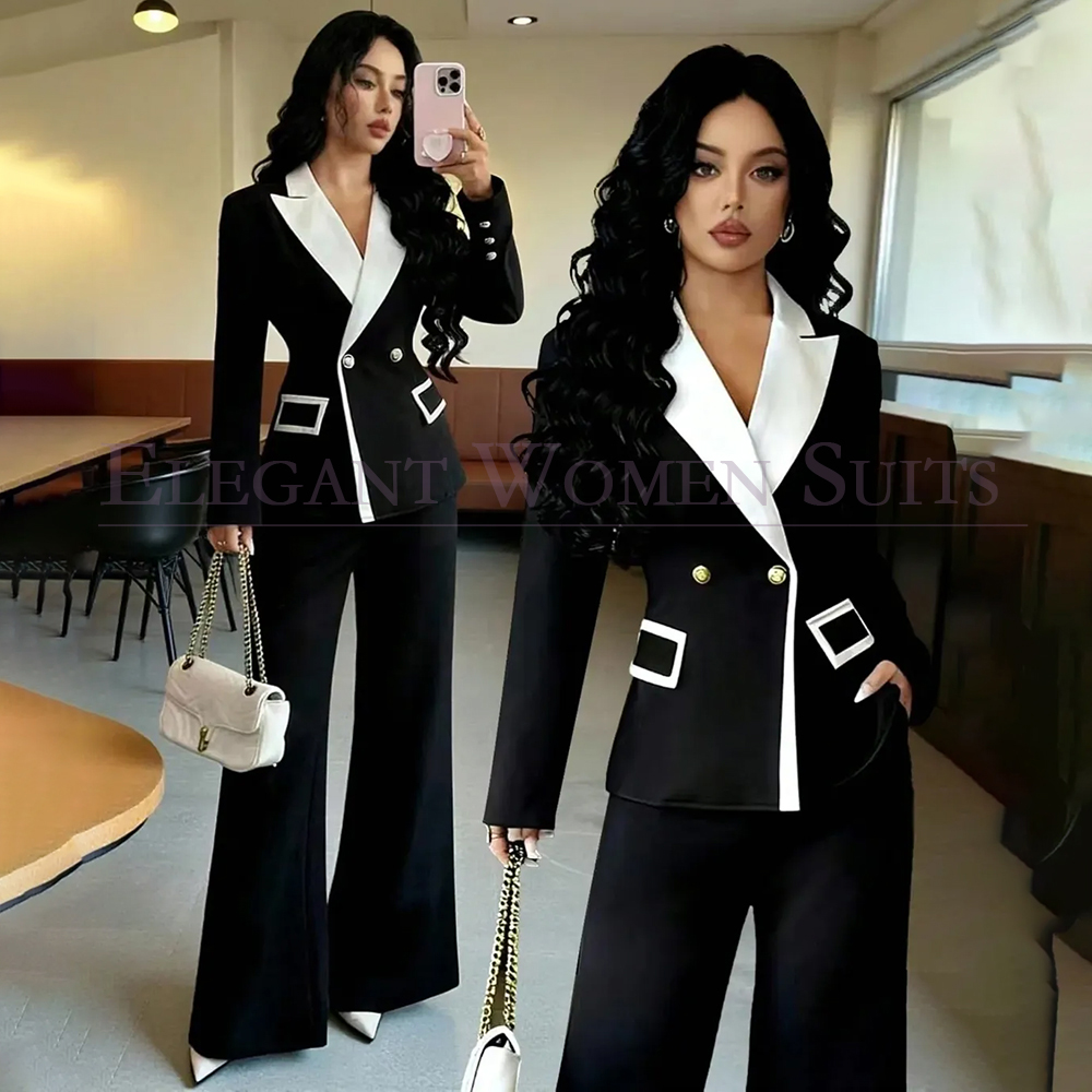 럭셔리 블랙 여성 정장 2피스 자켓 팬츠 세트 맞춤 제 - Double Breasted Blazer 리뷰 및 가격