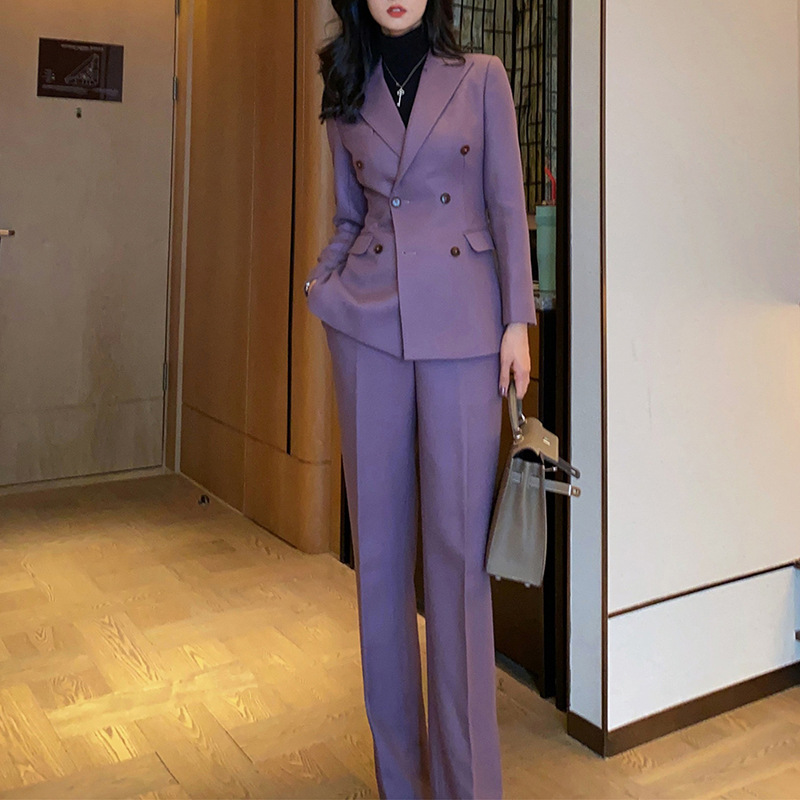 Allingentle Purple 여성용 정장 팬츠슈트 - Double Breasted Blazer 리뷰 및 가격