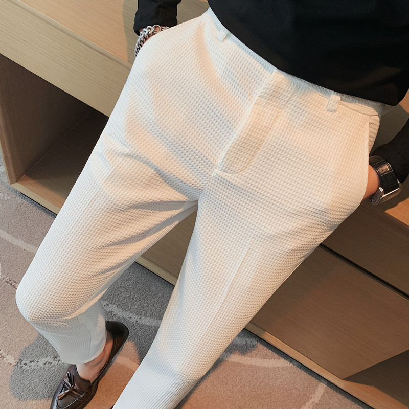 2024 가을 새로운 와플 스트레치 허리 비즈니스 정장 - Men'S Formal Attire 리뷰 및 가격