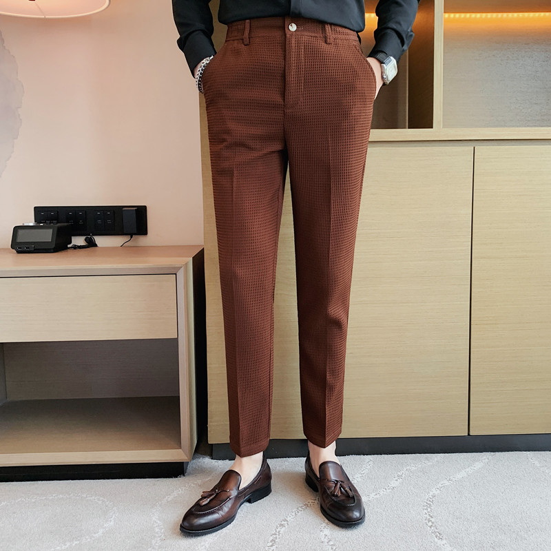 2024 가을 새로운 와플 스트레치 허리 비즈니스 정장 - Men'S Formal Attire 리뷰 및 가격