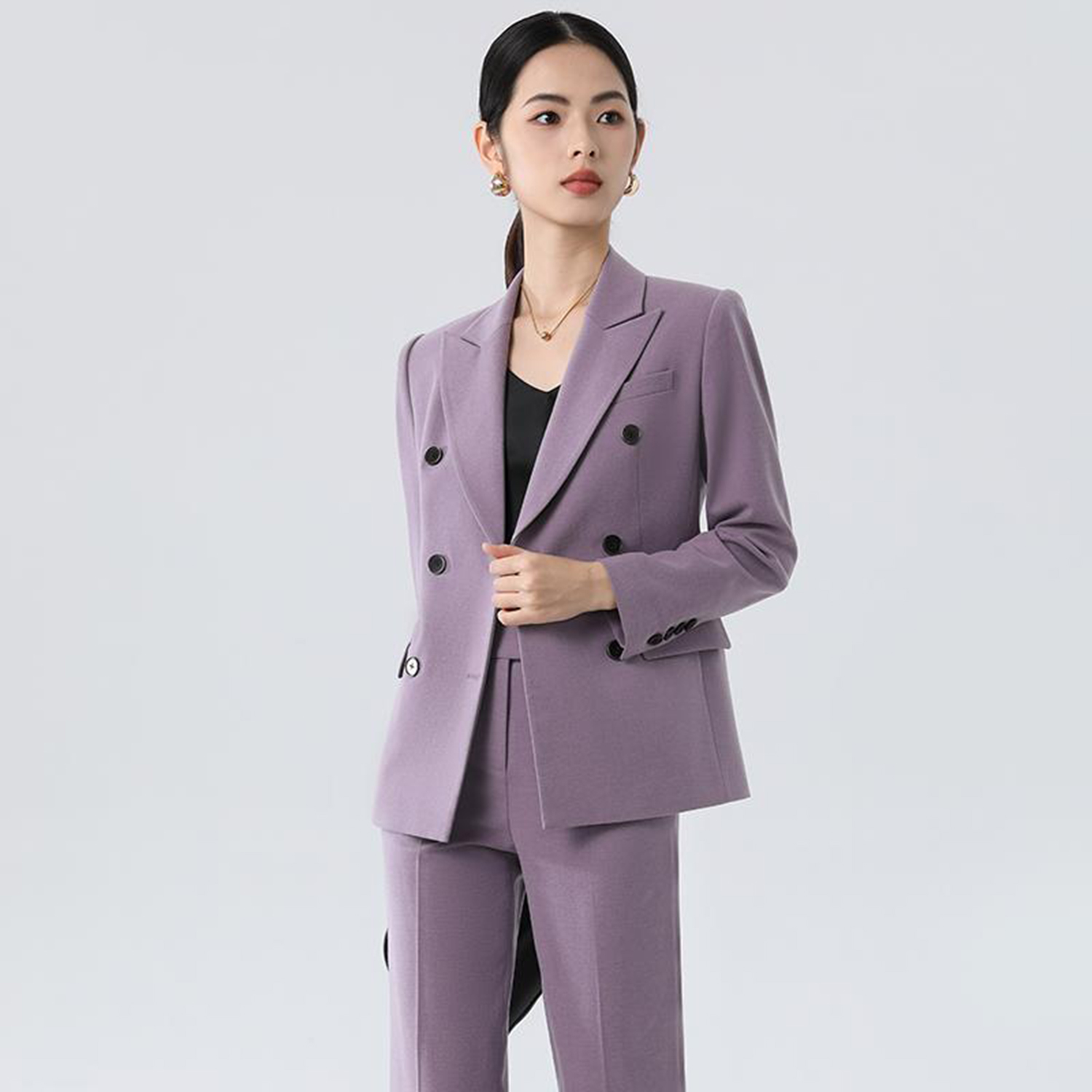 올링젠틀 퍼플 여성 슬림핏 팬츠슈트 2피스 수트 더블  - Double Breasted Blazer 리뷰 및 가격