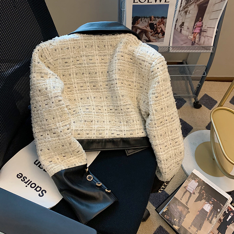 여성용 대비 스티칭 트위드 향기로운 바람 세트 재킷,  - Wool Suit Jacket 리뷰 및 가격
