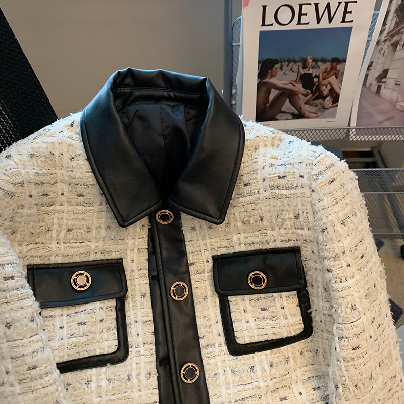 여성용 대비 스티칭 트위드 향기로운 바람 세트 재킷,  - Wool Suit Jacket 리뷰 및 가격