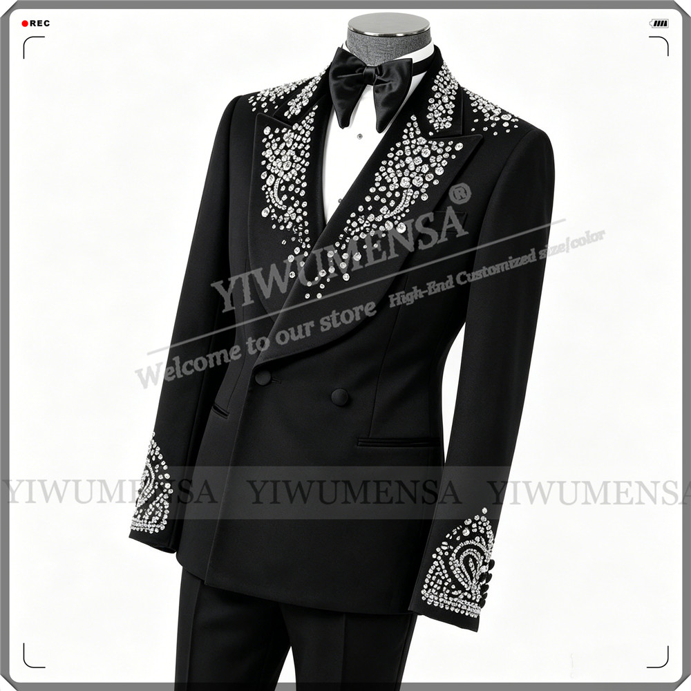 남자를위한 럭셔리 웨딩 정장 라인 석 페르시 자켓 바지 - Men Formal Wear Outfits 리뷰 및 가격