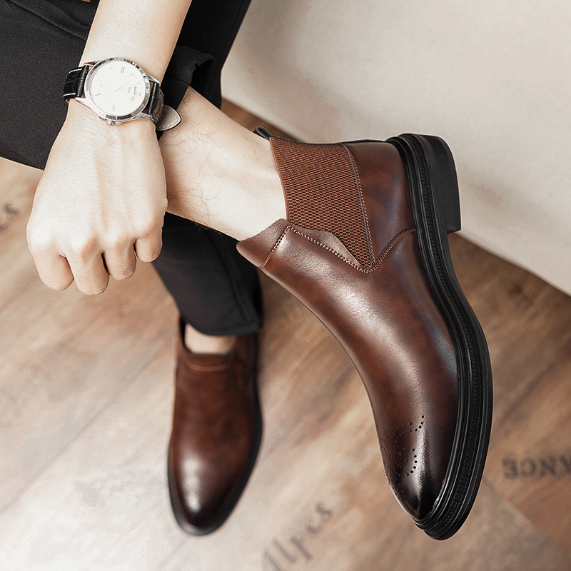 하이탑 가죽 신발은 남성용 브로그 레트로 영국 스타일  - Men'S Style Formal Wear 리뷰 및 가격