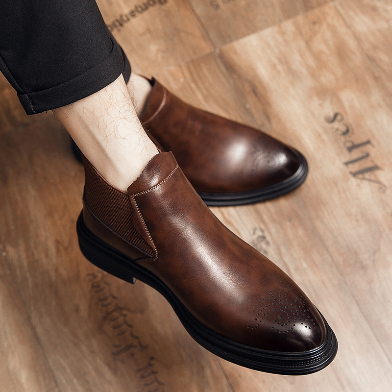 하이탑 가죽 신발은 남성용 브로그 레트로 영국 스타일  - Men'S Style Formal Wear 리뷰 및 가격