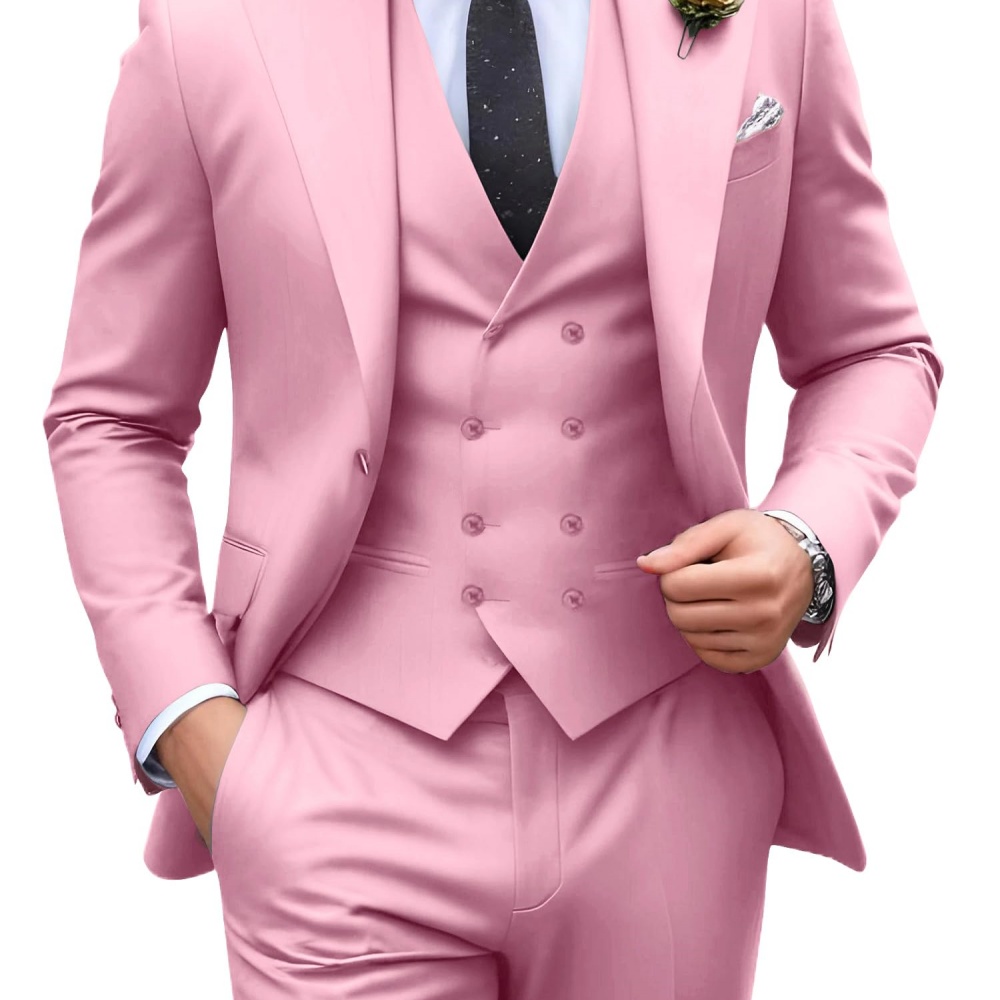 3피스 솔리드 컬러 남성 정장 웨딩 턱시도 신랑 의상  - Men Formal Wear Outfits 리뷰 및 가격