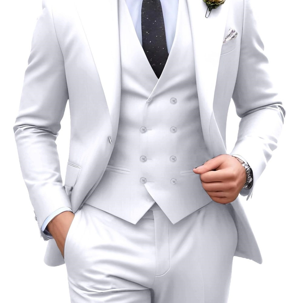 3피스 솔리드 컬러 남성 정장 웨딩 턱시도 신랑 의상  - Men Formal Wear Outfits 리뷰 및 가격