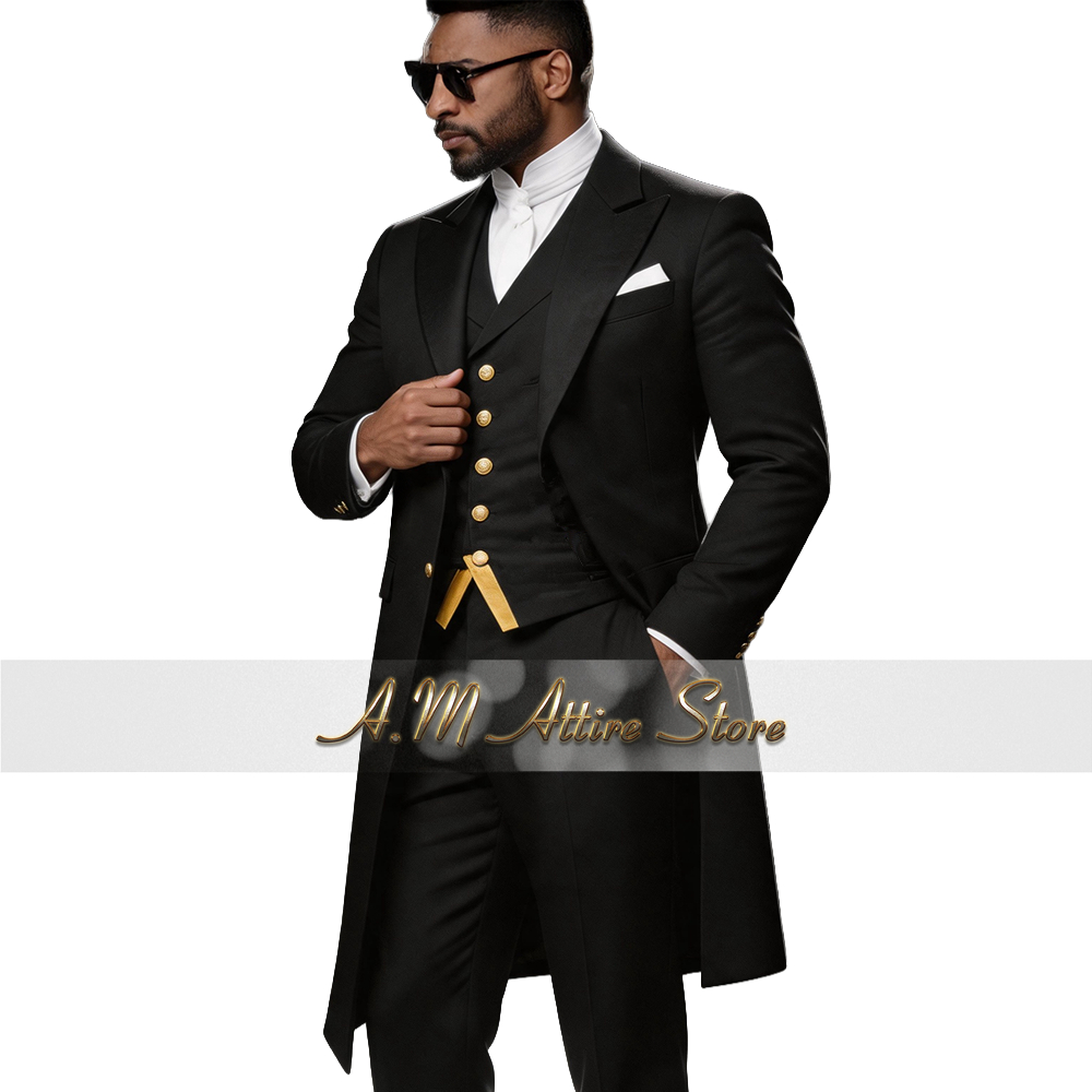 남성용 웨딩 수트 블루 3피스 롱 블레이저 조끼 바지  - Men'S Formal Wear In Wedding 리뷰 및 가격