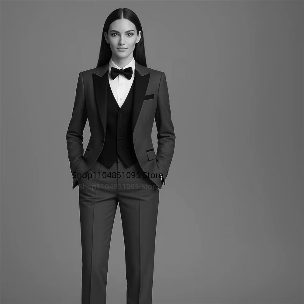 여성을위한 솔리드 패션 정장 3 조각 자켓 조끼 바지  - Wool Suit Jacket 리뷰 및 가격