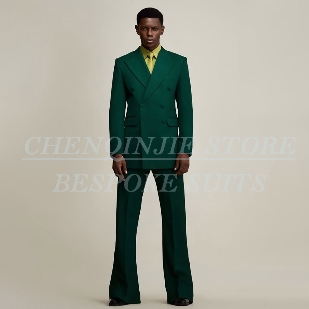 럭셔리 그린 남성 정장, 포멀 웨딩 더블 브레스티드 블 - Men Formal Wear Outfits 리뷰 및 가격