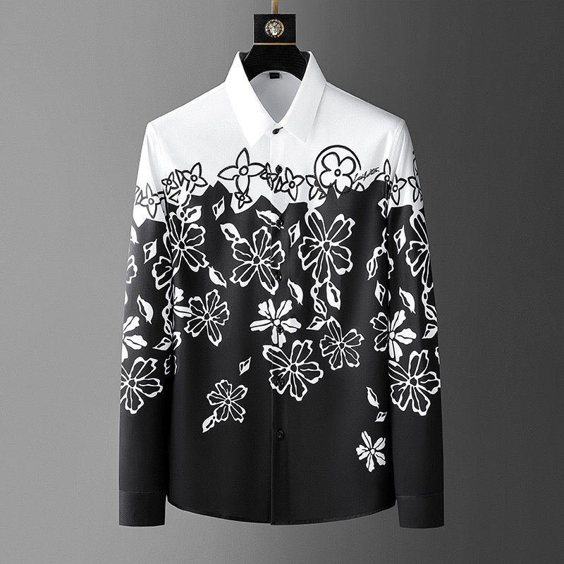 럭셔리 고품질 망 빈티지 꽃 인쇄 긴 소매 셔츠 봄 사 - Men Formal Party Wear Dress 리뷰 및 가격